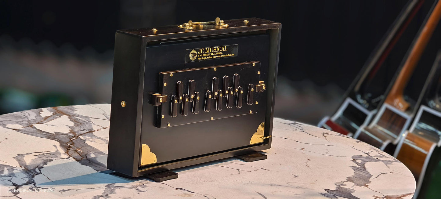 SHRUTI BOX Limited black edition medium size (15×10×3)inch with premium golden decoration and wooden accessories