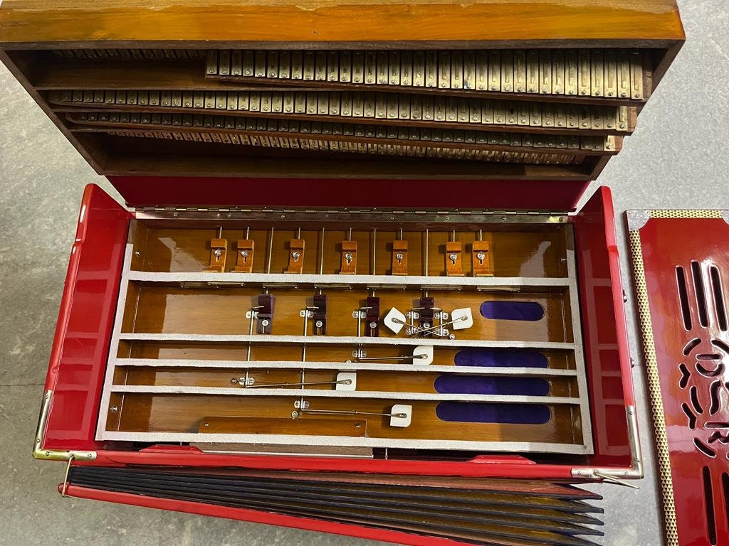 DS RAMSINGH 4line 13scale harmonium orange colour