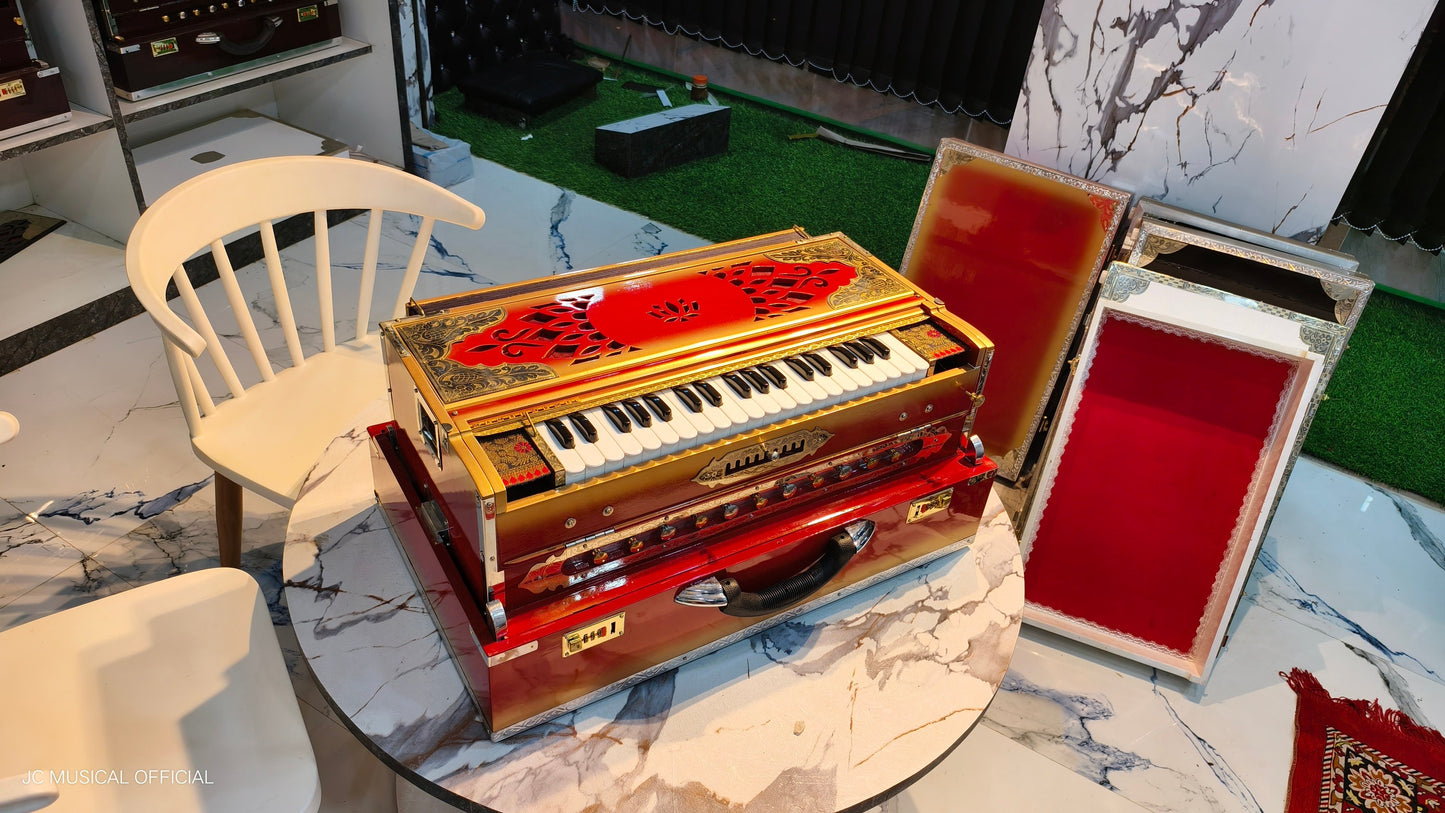 SCALE CHANGER HARMONIUM 3Line 9scale red golden colour premium segment