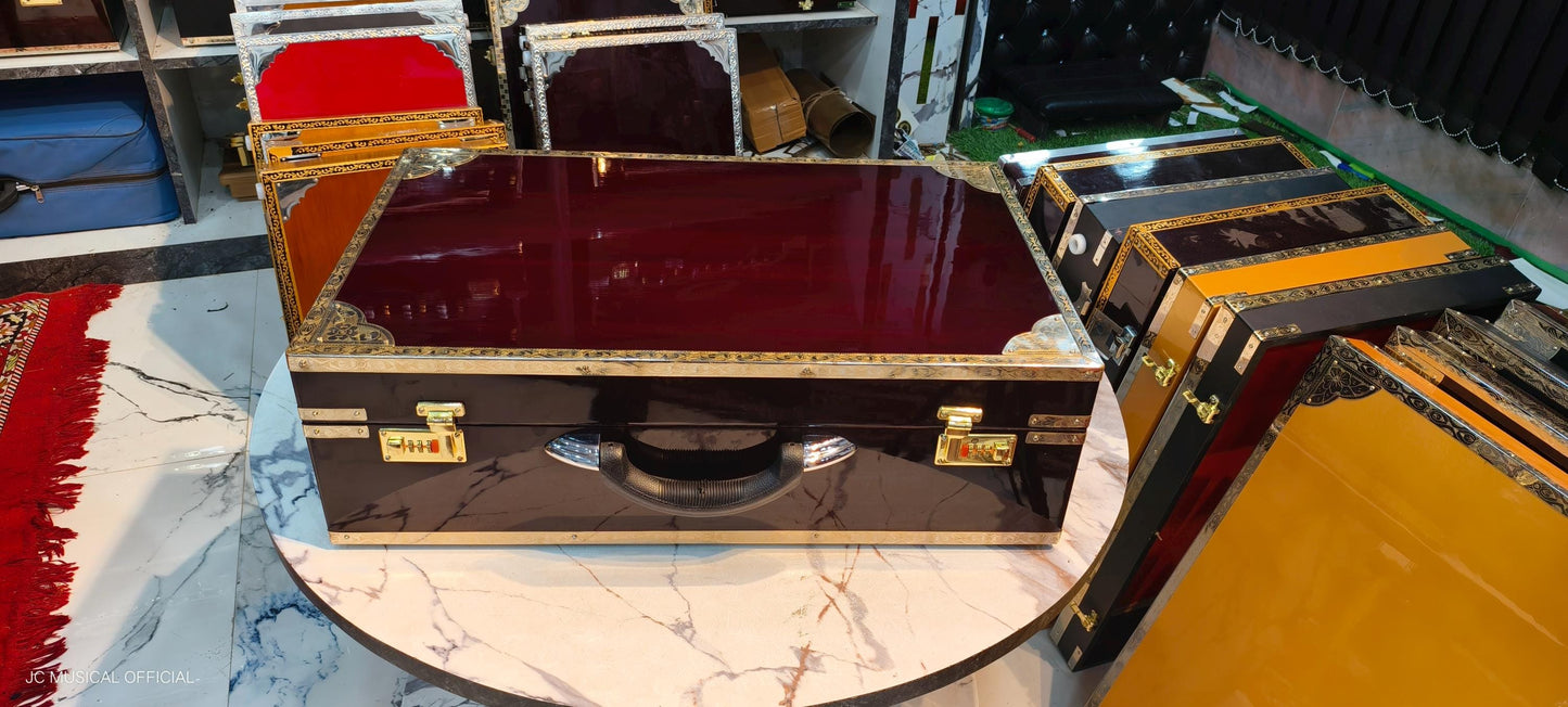 SCALE CHANGER HARMONIUM 3line 9scale mahgony glossy finish full brass decoration premium quality