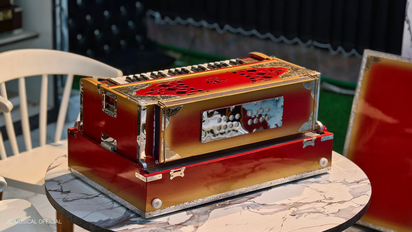 SCALE CHANGER HARMONIUM 3Line 9scale red golden colour premium segment