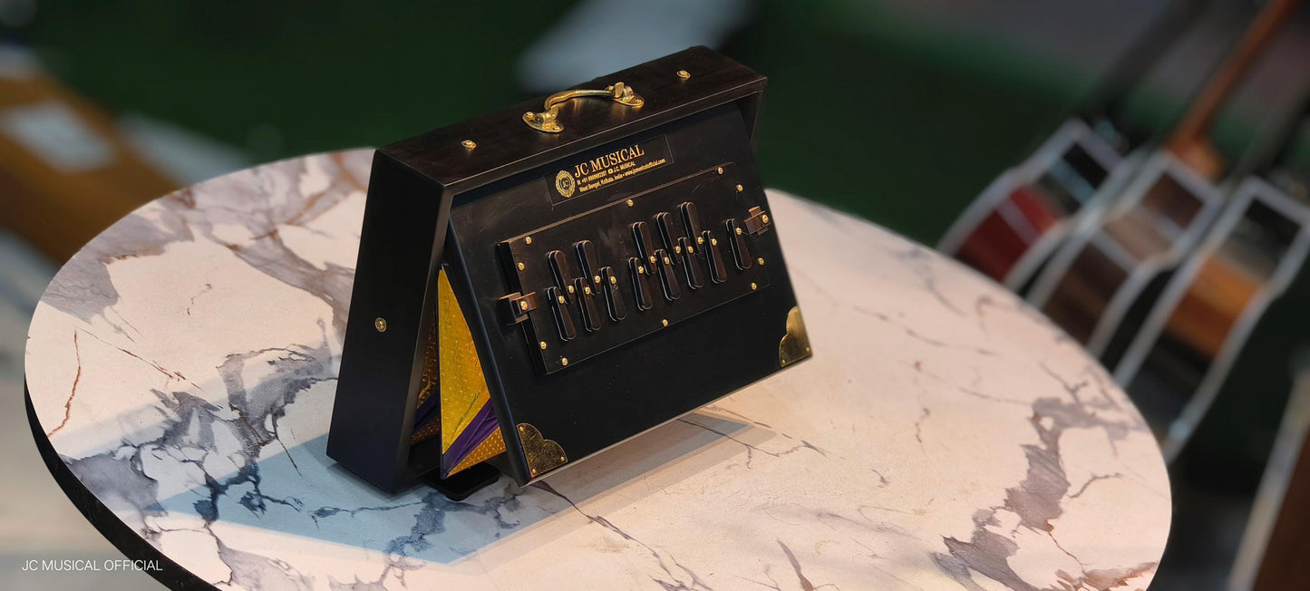 SHRUTI BOX Limited black edition medium size (15×10×3)inch with premium golden decoration and wooden accessories