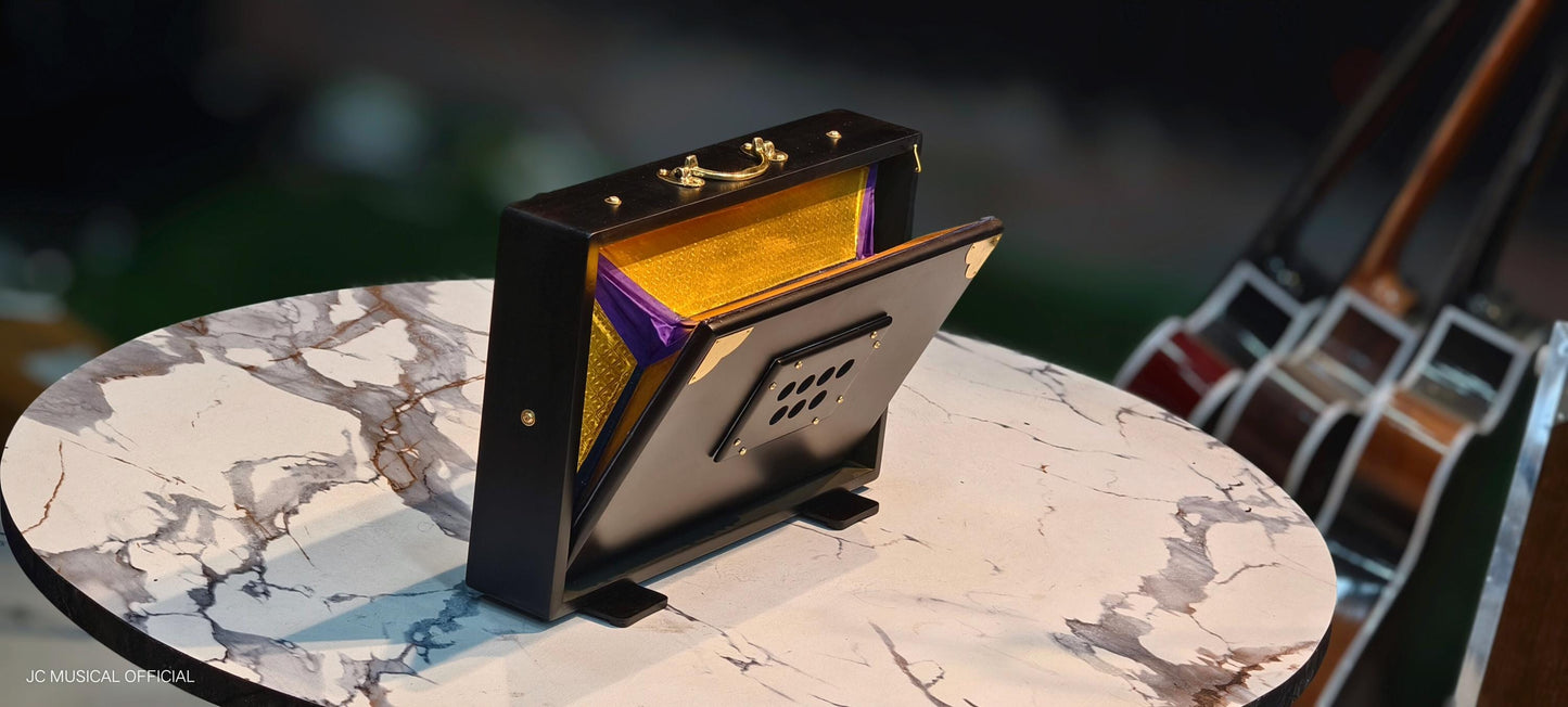 SHRUTI BOX Limited black edition medium size (15×10×3)inch with premium golden decoration and wooden accessories