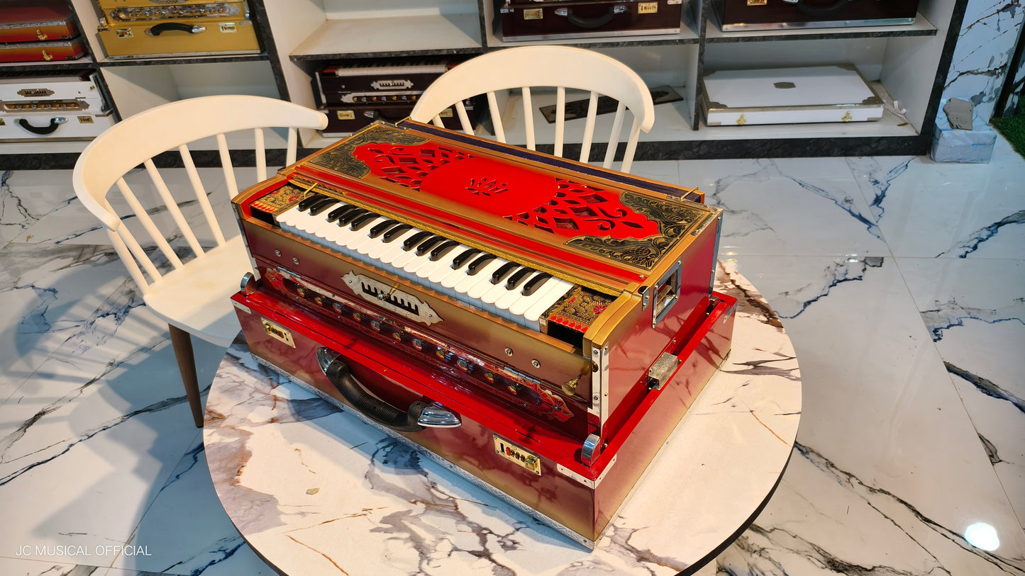 SCALE CHANGER HARMONIUM 3Line 9scale red golden colour premium segment