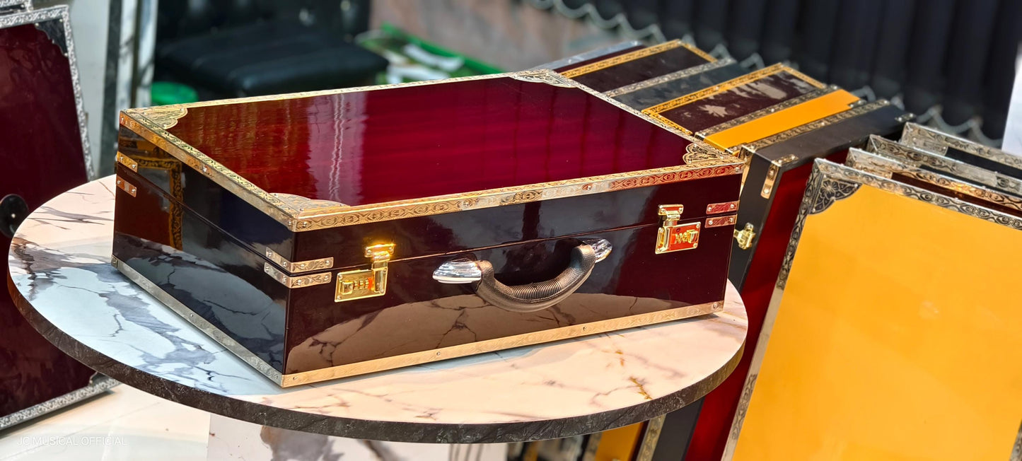 SCALE CHANGER HARMONIUM 3line 9scale mahgony glossy finish full brass decoration premium quality