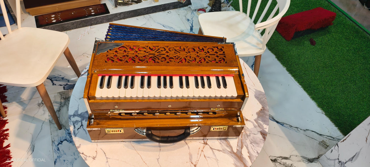 2LINE PROFESSIONAL HARMONIUM Folding type natural wooden glossy finish