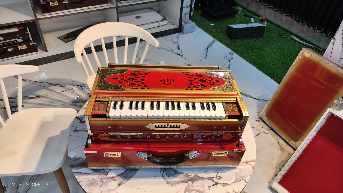SCALE CHANGER HARMONIUM 3Line 9scale red golden colour premium segment