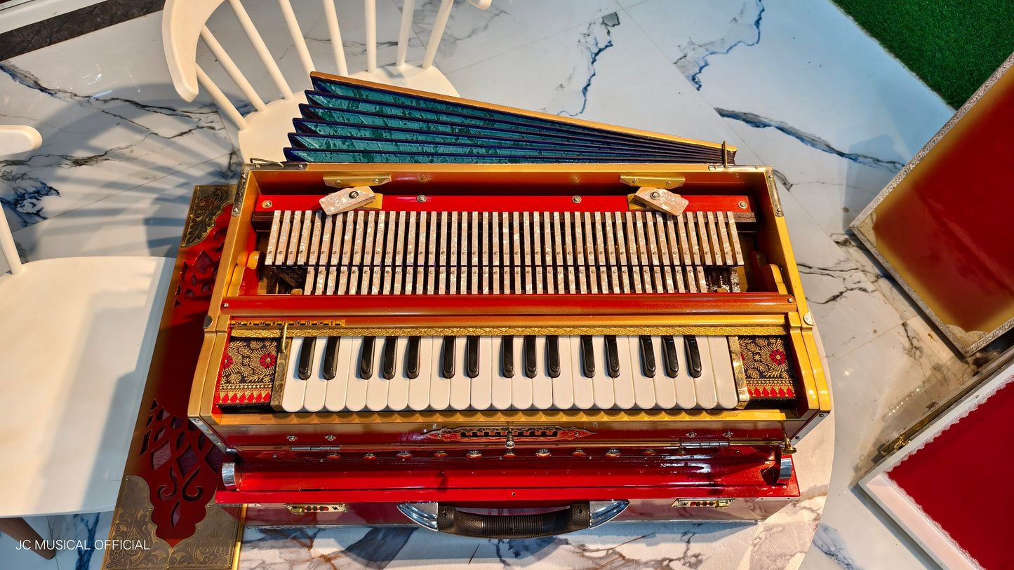SCALE CHANGER HARMONIUM 3Line 9scale red golden colour premium segment