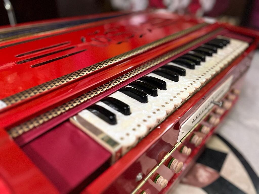 DS RAMSINGH 4line 13scale harmonium orange colour