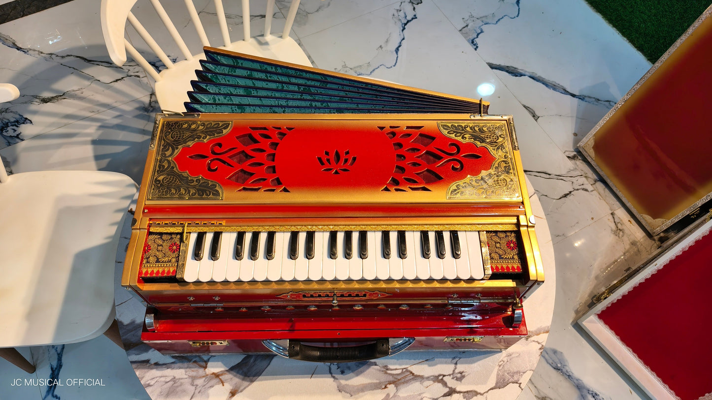 SCALE CHANGER HARMONIUM 3Line 9scale red golden colour premium segment