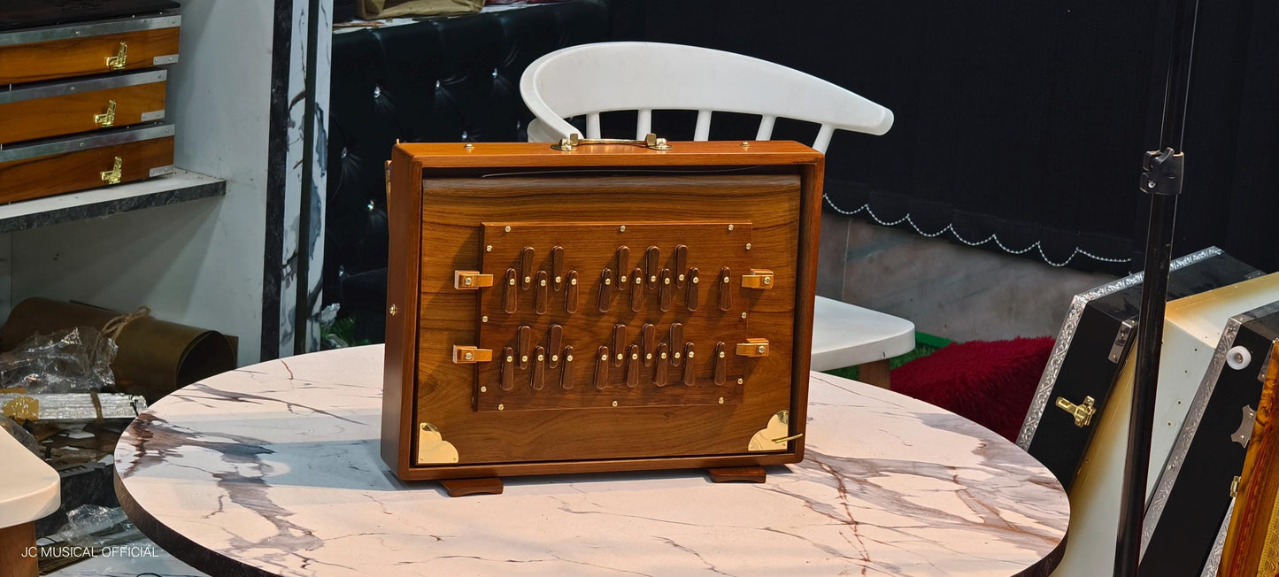 2-Line Shruti Box: Premium Sagwan Teakwood, 26 Reeds