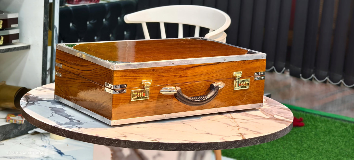 2LINE PROFESSIONAL HARMONIUM Folding type natural wooden glossy finish