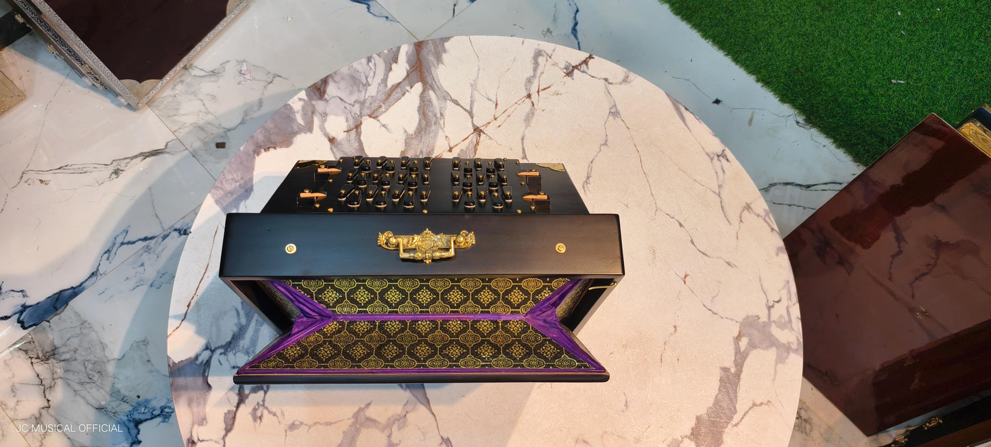 Black & Gold Shruti Box, Premium Teakwood Edition