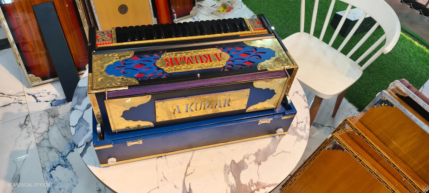 3LINE 9SCALE Harmonium: Blue Black, Golden Decoration, Custom Nameplate