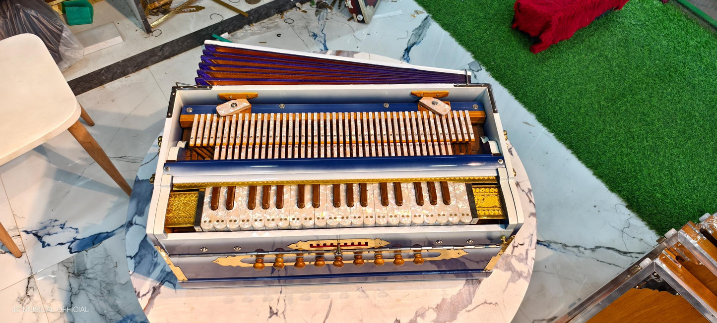 3-Line, 9-Scale Changer| blue-white dual tone with Brass Decoration