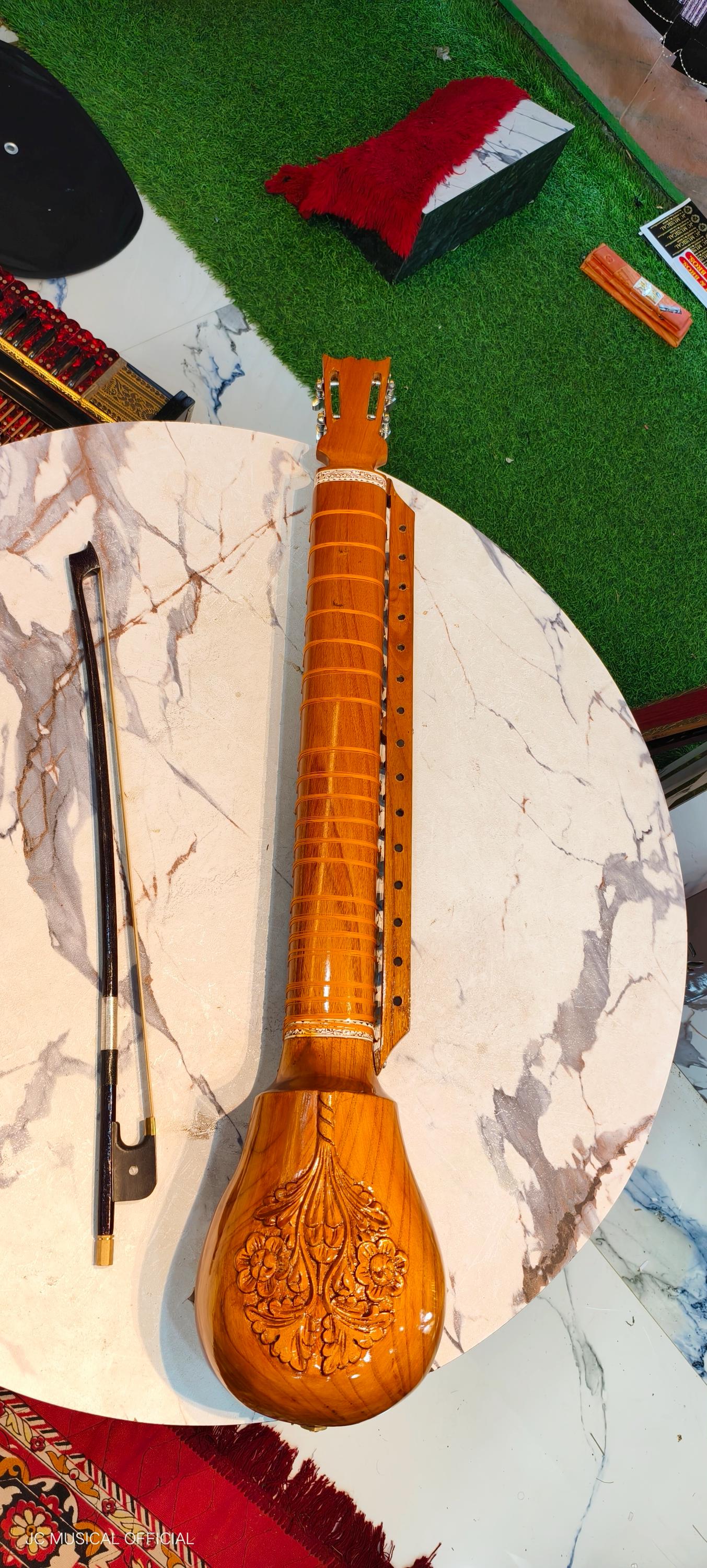 Professional Esraj: Handmade Indian Tun Wood Instrument with Hardcase