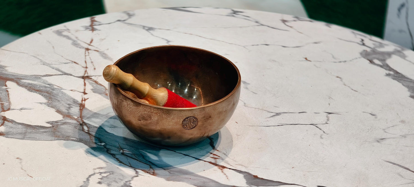 Full Moon Tibetan Singing Bowl with Wood Striker: Healing Meditation