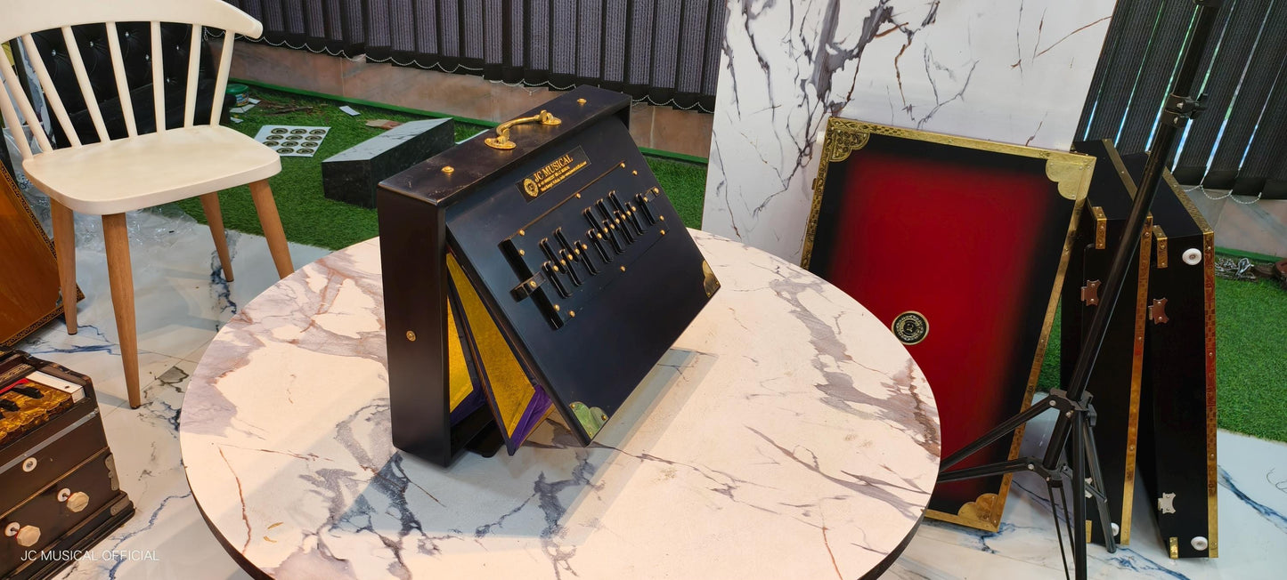 Lower Octave Shruti Box: C3-C4, Teak Wood, Golden Brass Inlay