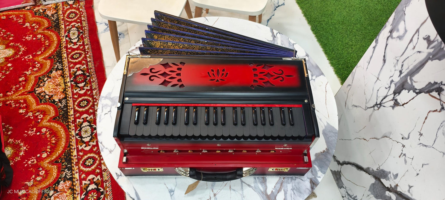 2-Line Harmonium: 3.5 Octave, 42 Reeds,Red black dual tone mat finish