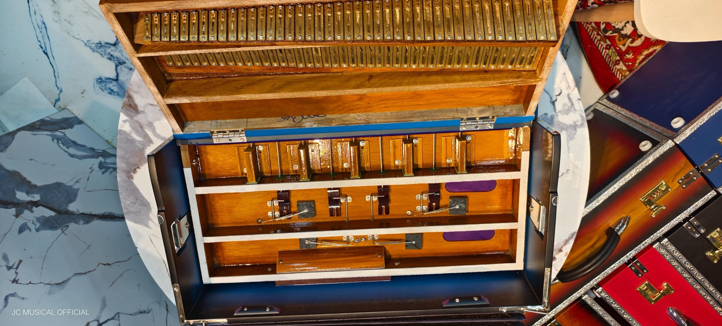 2LINE PROFESSIONAL HARMONIUM/3.5 OCTEVE 42Reeds / bass male/ blue black mat finish dual tone