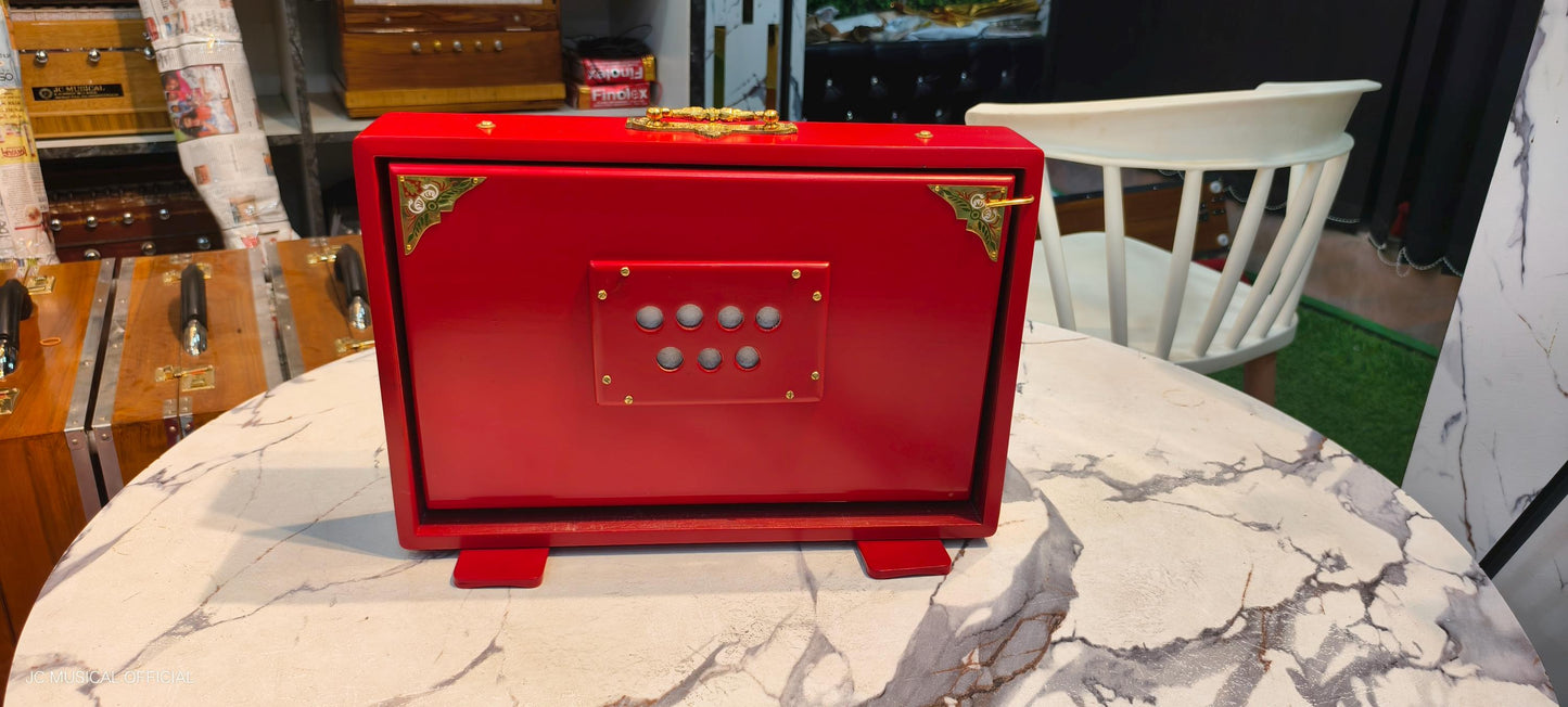 Red Mat Finish Shruti Box - C3-C4, Lower Octave, Medium Size