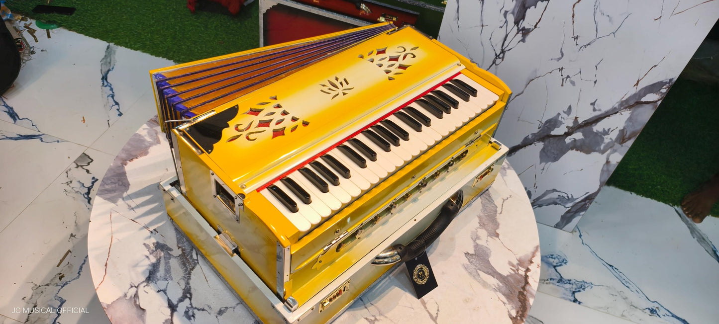 2LINE HARMONIUM/ White yellow dual tone/ 3.5 octeve 42reeds