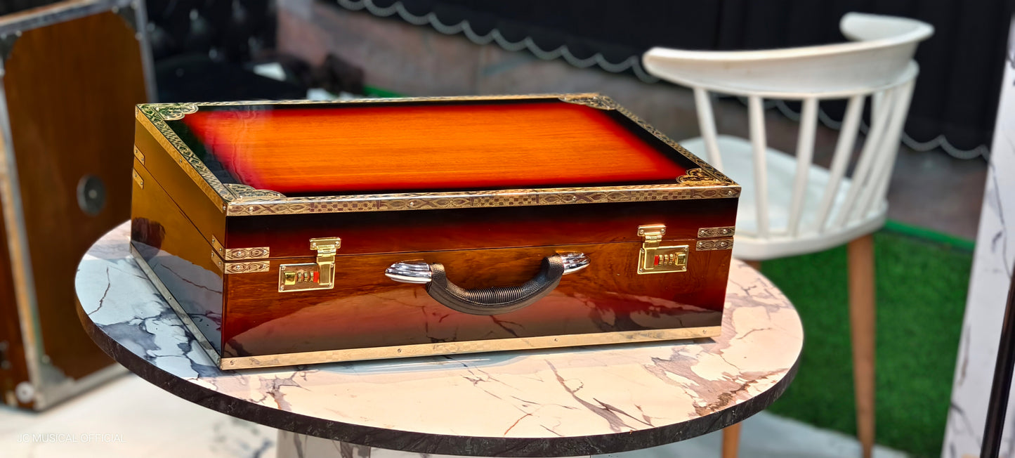 SCALE CHANGER 3LINE 9SCALE SUNBURST GLOSSY FINISH WITH ENTIC RED KEYS AND PREMIUM BRASS DECORATION WITH CUSTOM NAMEPLATE CUTTING