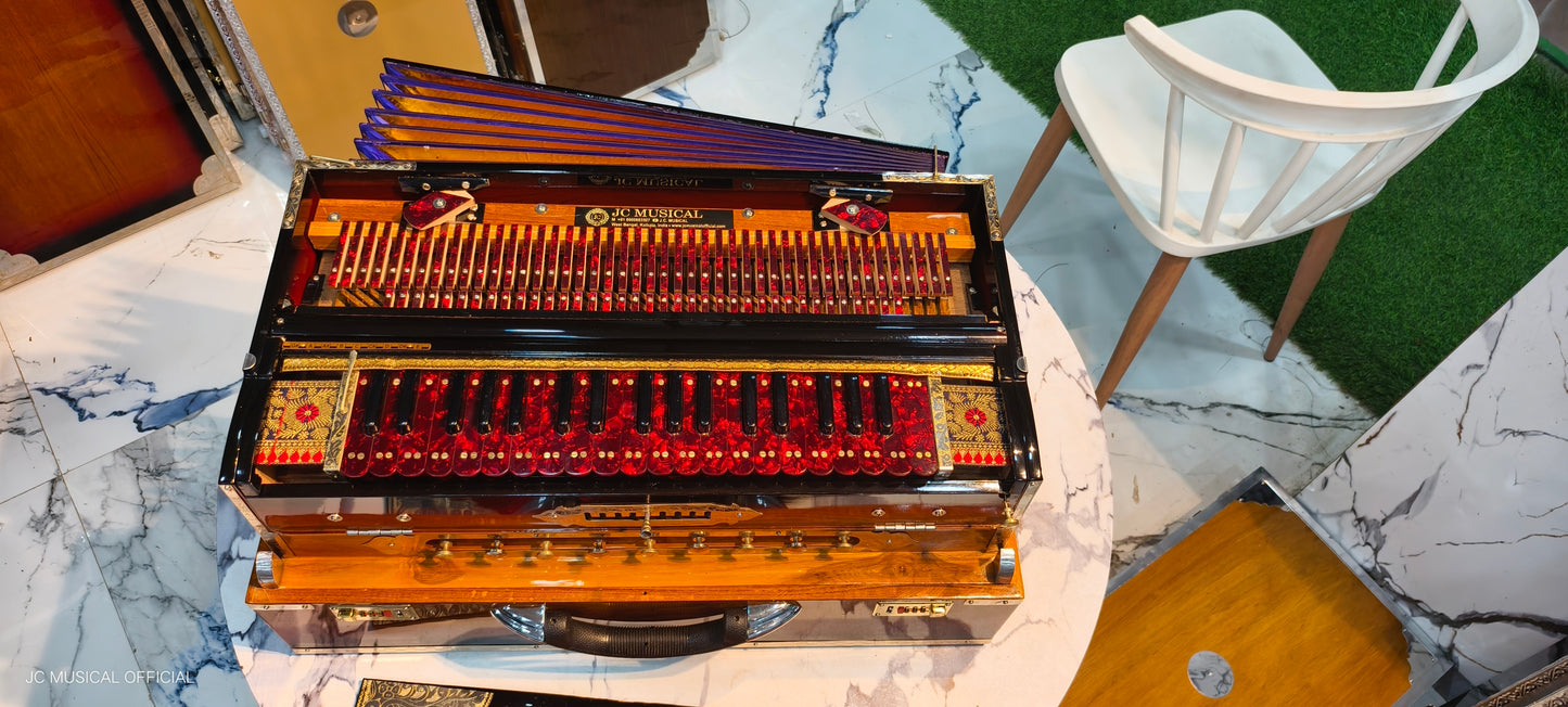 SCALE CHANGER 3LINE 9SCALE SUNBURST GLOSSY FINISH WITH ENTIC RED KEYS AND PREMIUM BRASS DECORATION WITH CUSTOM NAMEPLATE CUTTING
