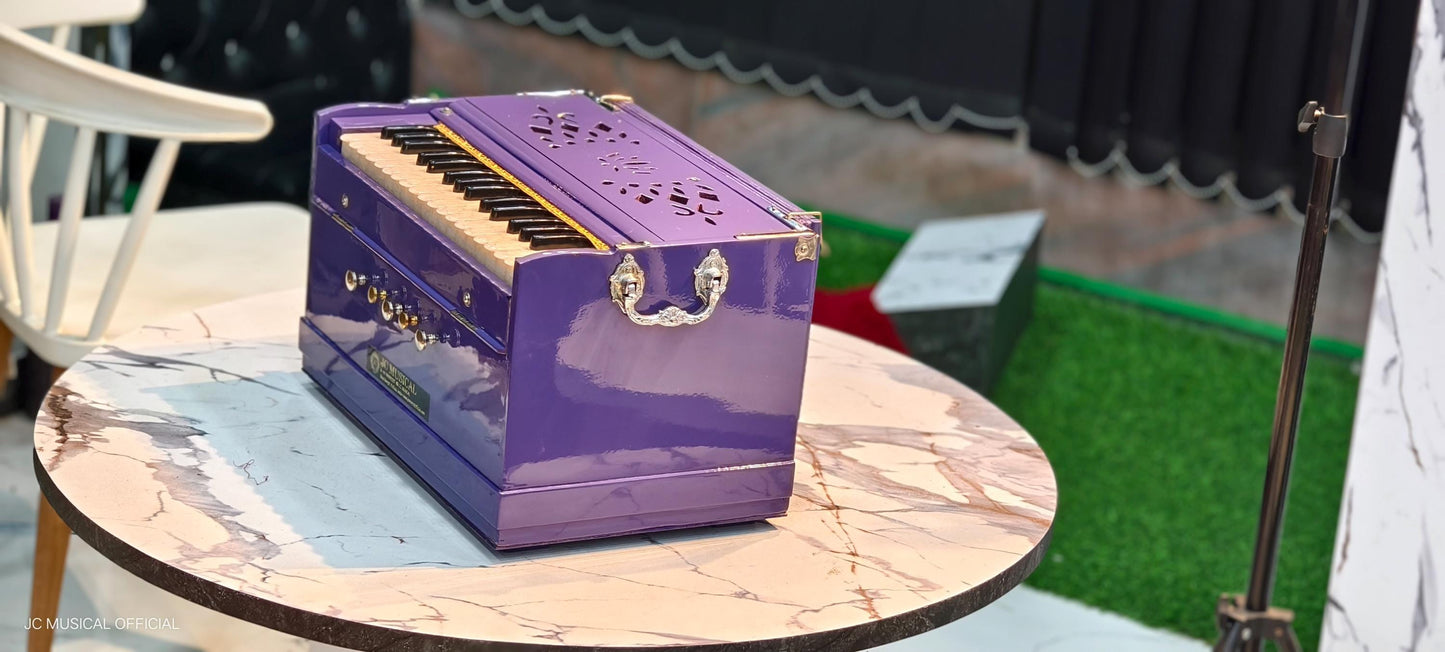 2LINE MINI HARMONIUM Purple colour non folding type standing body