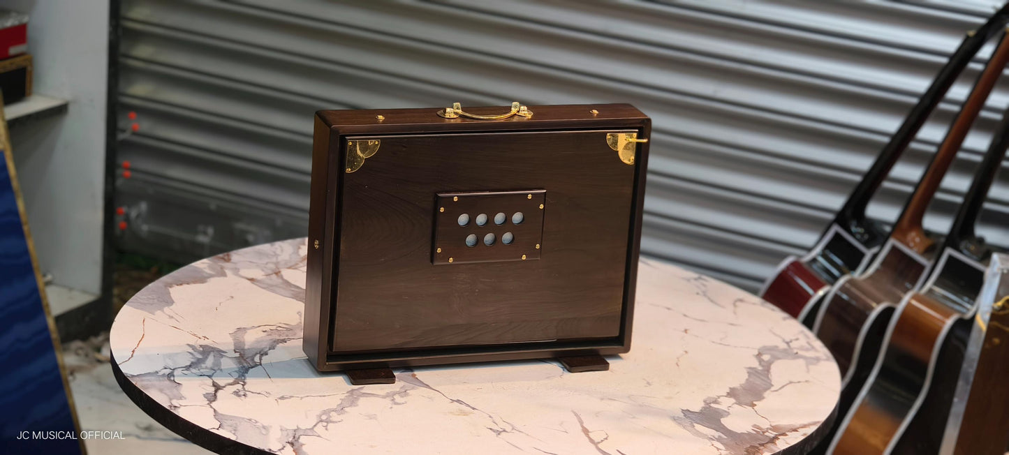 SHRUTI BOX 2LINE two octeve professional with brown mat finish and rich gold decoration