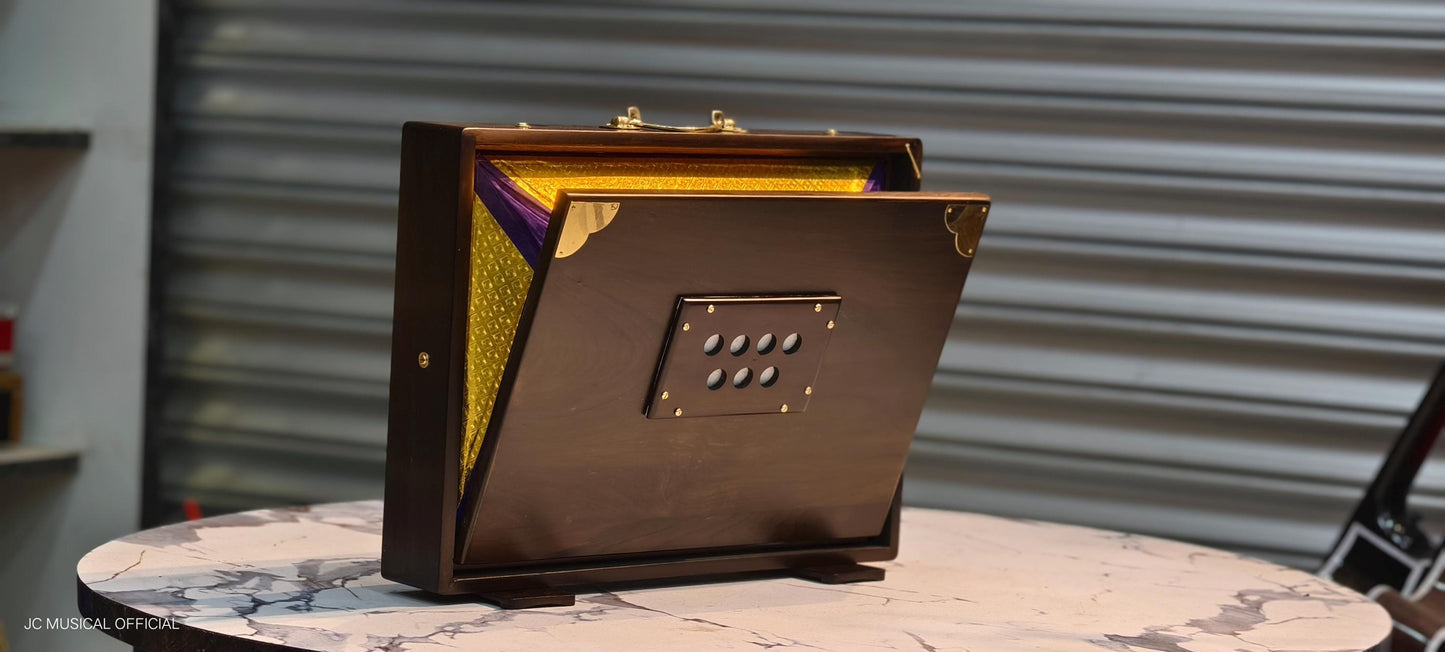 SHRUTI BOX 2LINE two octeve professional with brown mat finish and rich gold decoration