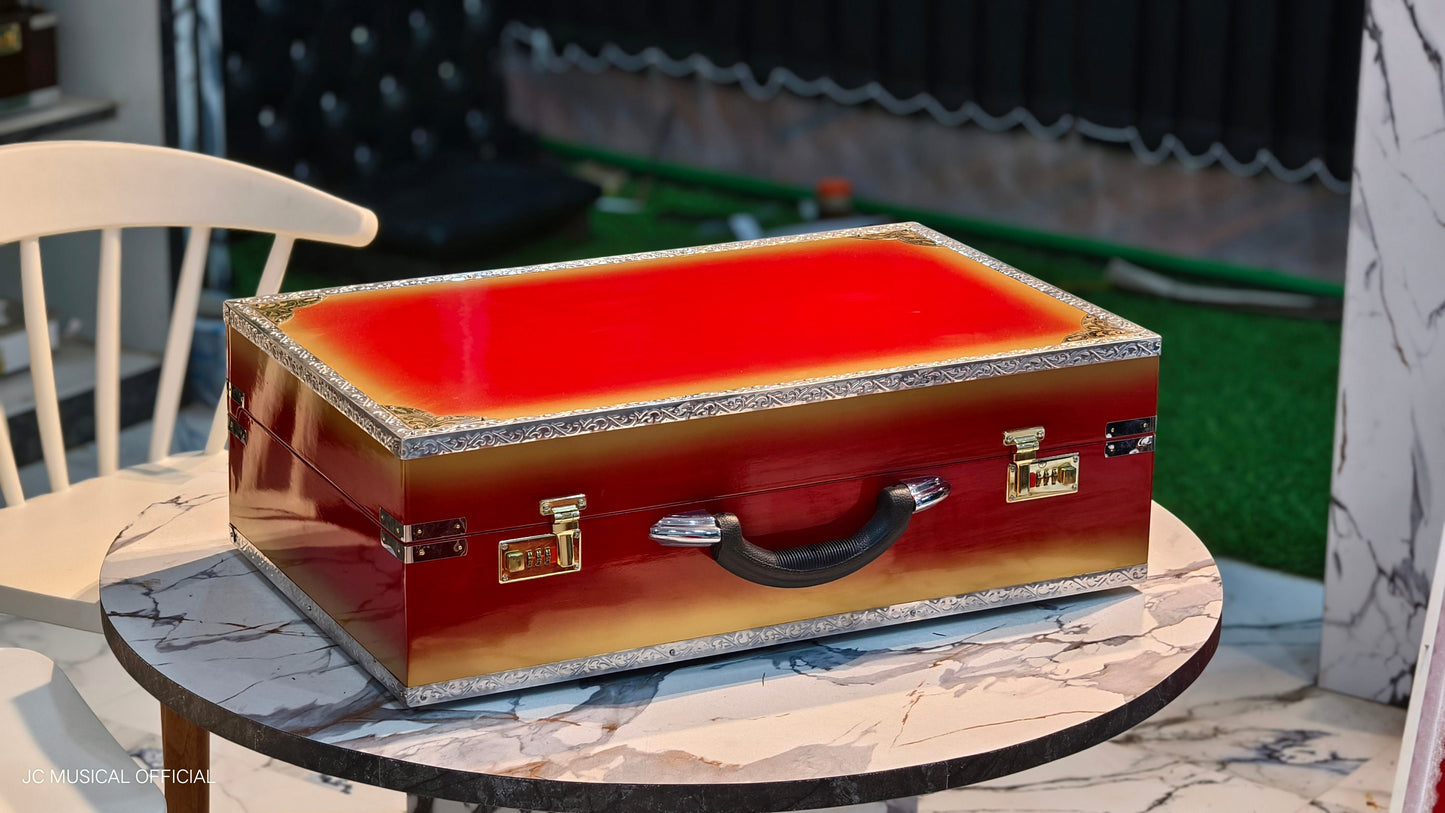 Professional 3 Line Harmonium Red & Gold, 9   Scale Changer