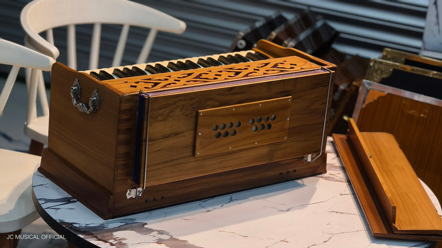 2line professional copler Harmonium professional teakwood colour with wooden accessories