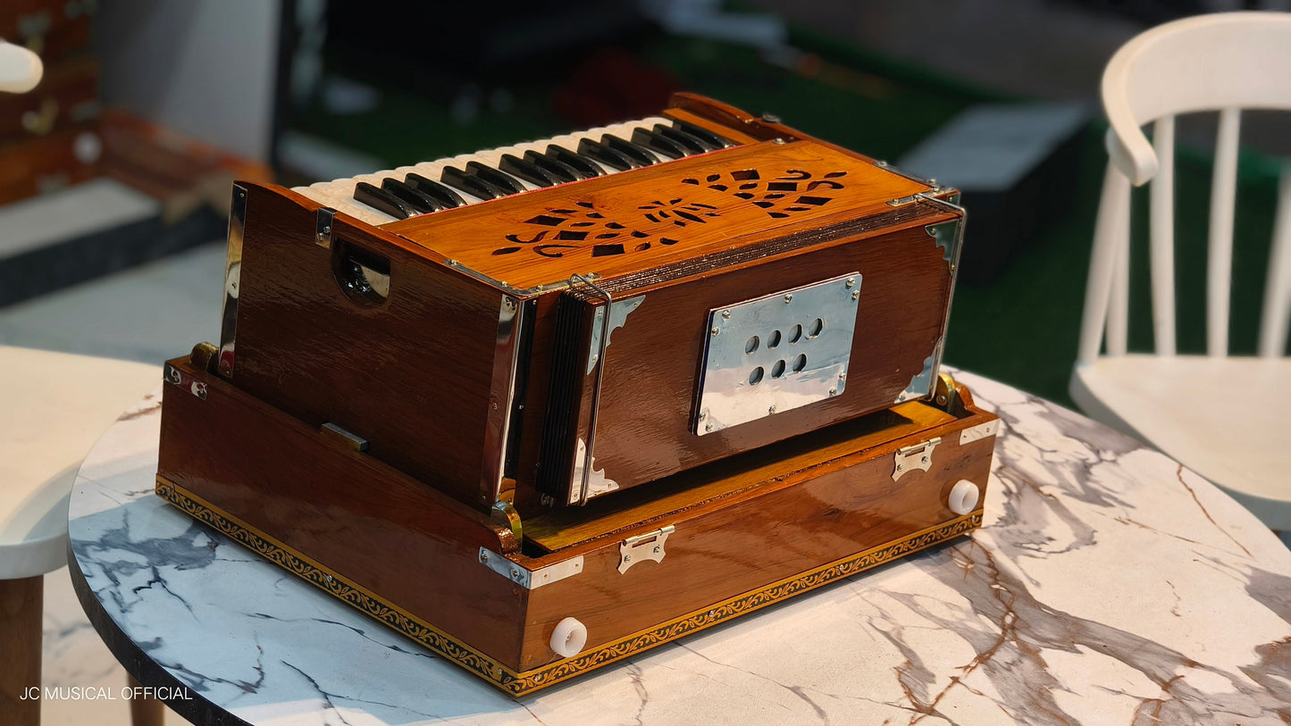 2line harmonium 2.5octeve 32reeds per line teakwood body folding type professional model