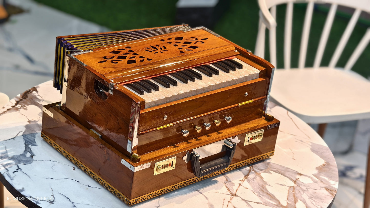 2line harmonium 2.5octeve 32reeds per line teakwood body folding type professional model