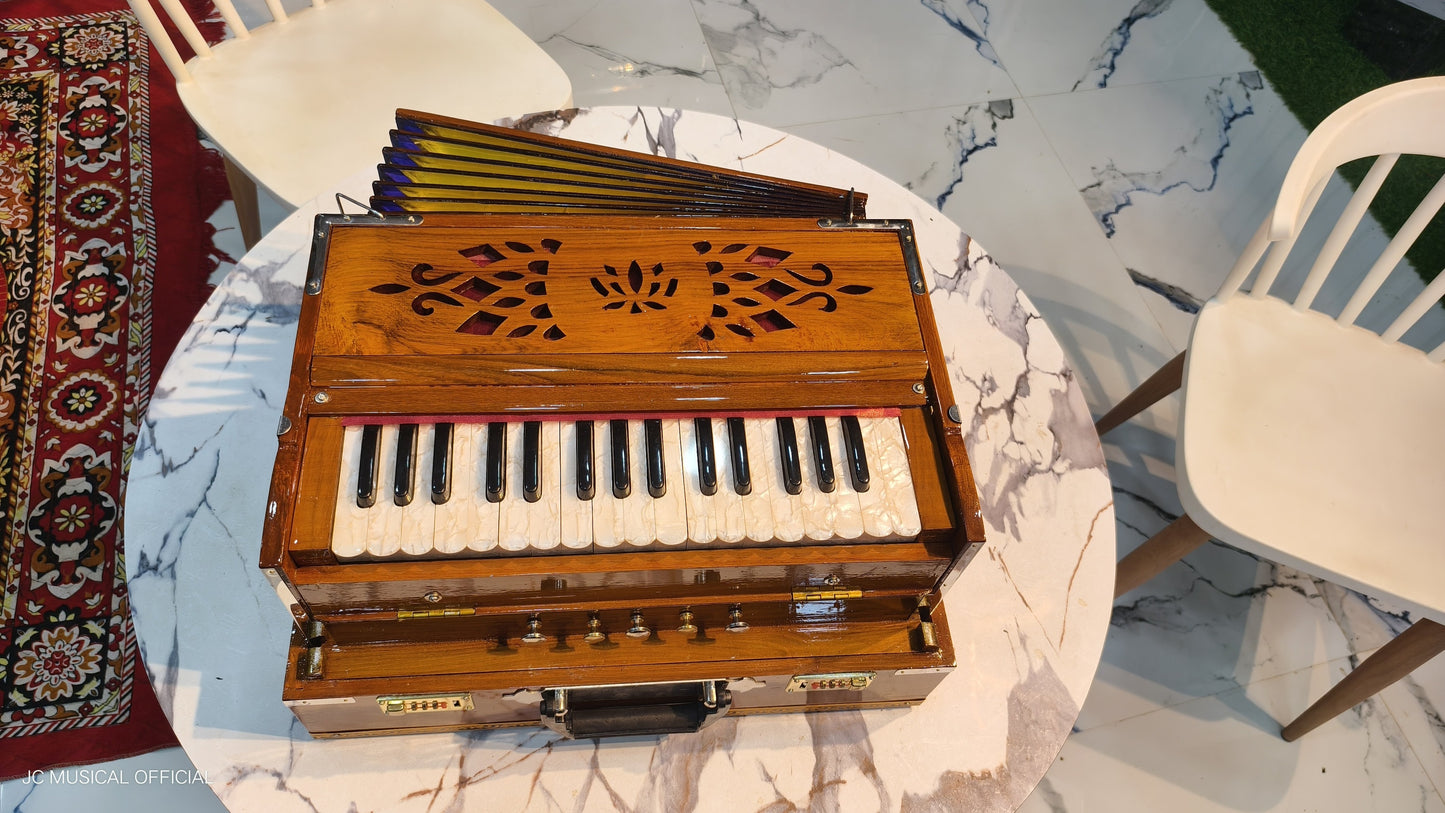 2line harmonium 2.5octeve 32reeds per line teakwood body folding type professional model