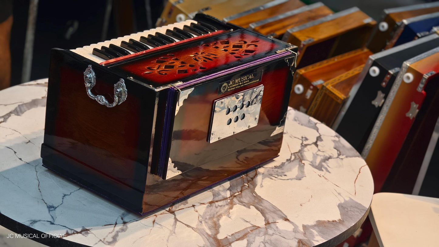 2LINE MINI HARMONIUM Sunbrast colour professional non folding type standing body