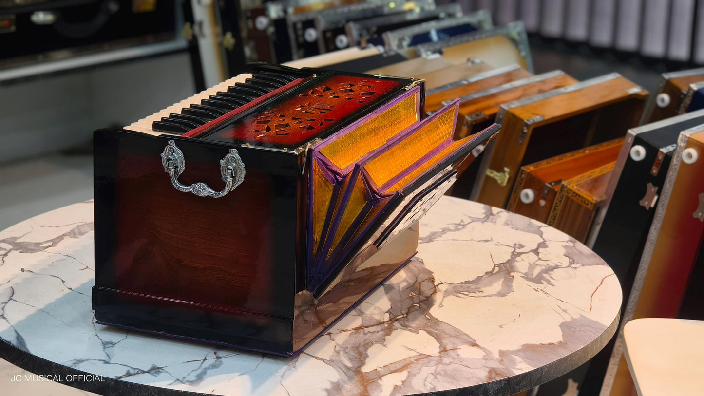 2LINE MINI HARMONIUM Sunbrast colour professional non folding type standing body