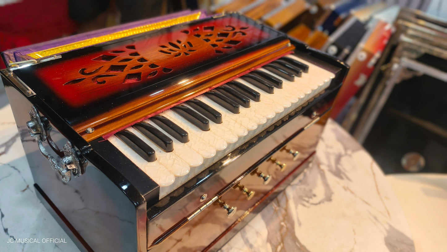 2LINE MINI HARMONIUM Sunbrast colour professional non folding type standing body