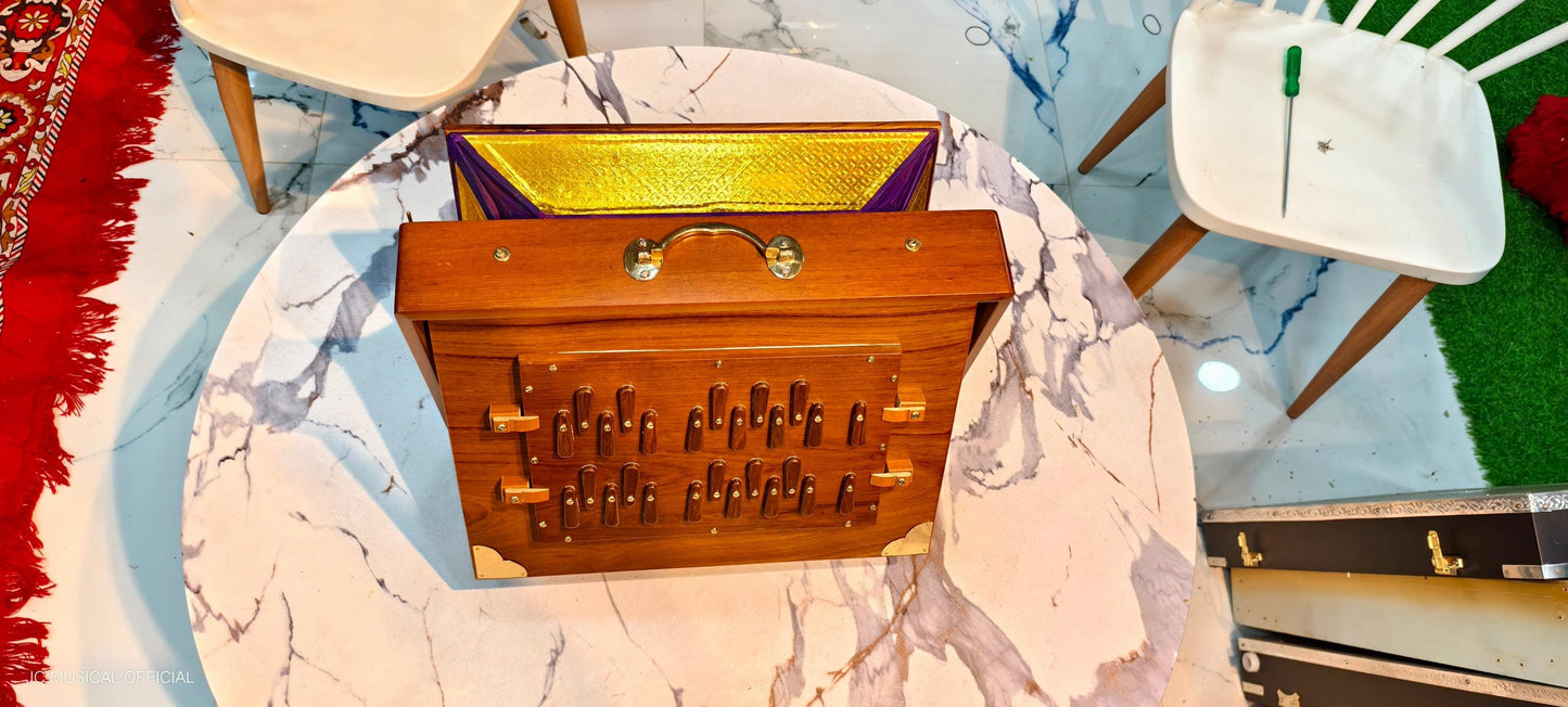 2-Line Shruti Box: Premium Sagwan Teakwood, 26 Reeds