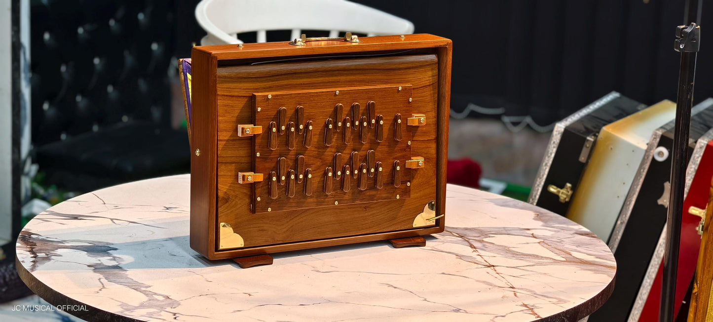 2-Line Shruti Box: Premium Sagwan Teakwood, 26 Reeds