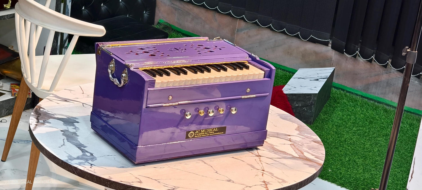 2LINE MINI HARMONIUM Purple colour non folding type standing body