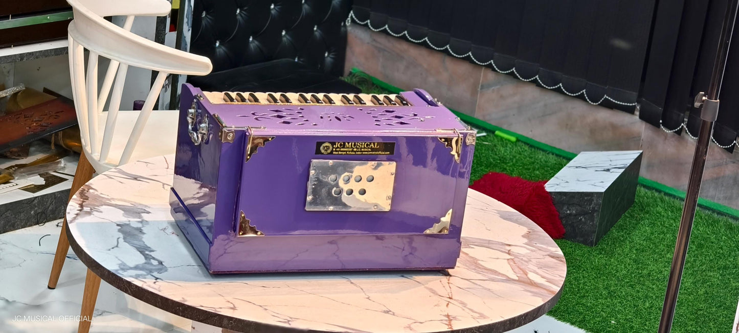 2LINE MINI HARMONIUM Purple colour non folding type standing body