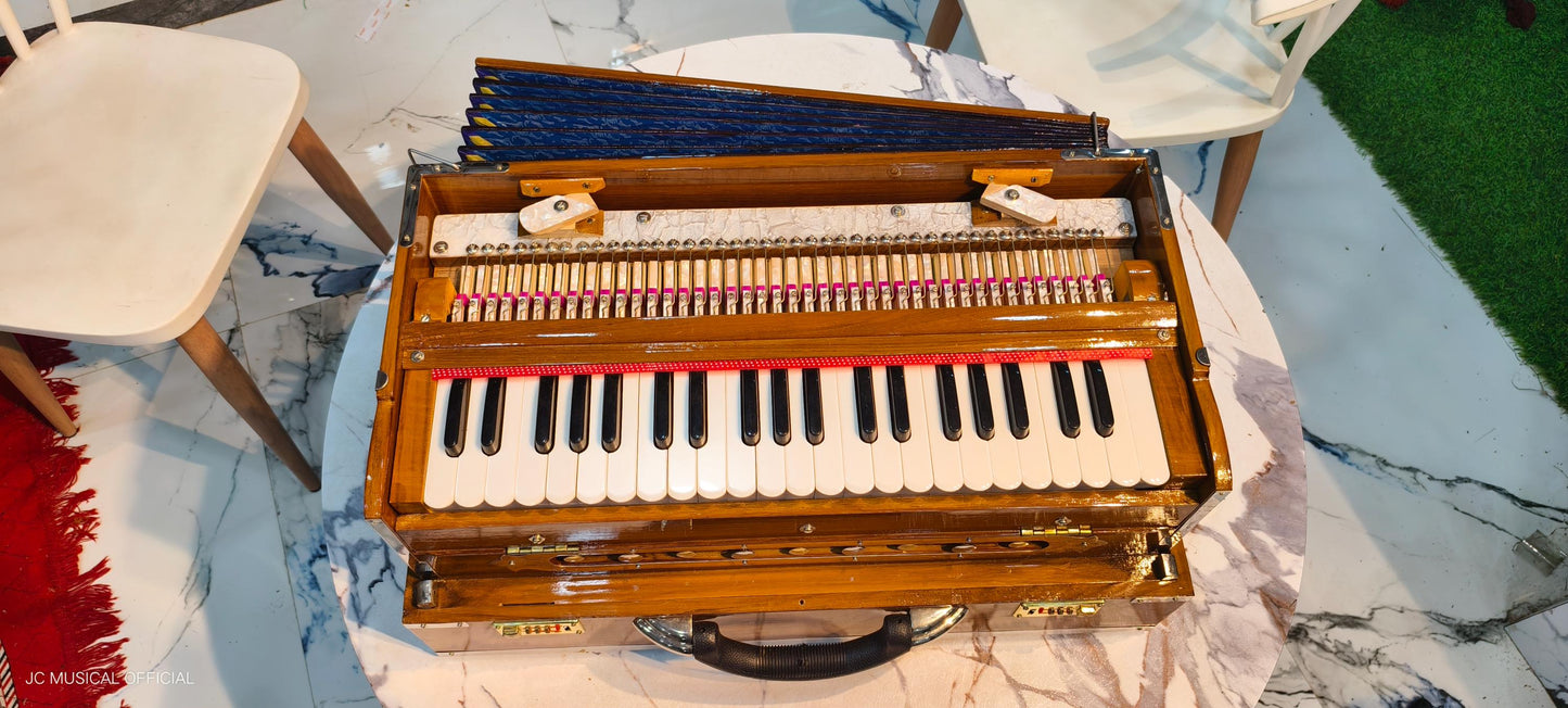 2LINE PROFESSIONAL HARMONIUM Folding type natural wooden glossy finish