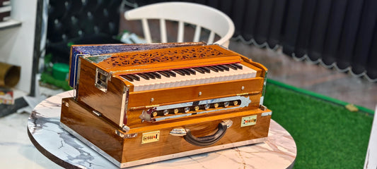 2LINE PROFESSIONAL HARMONIUM Folding type natural wooden glossy finish