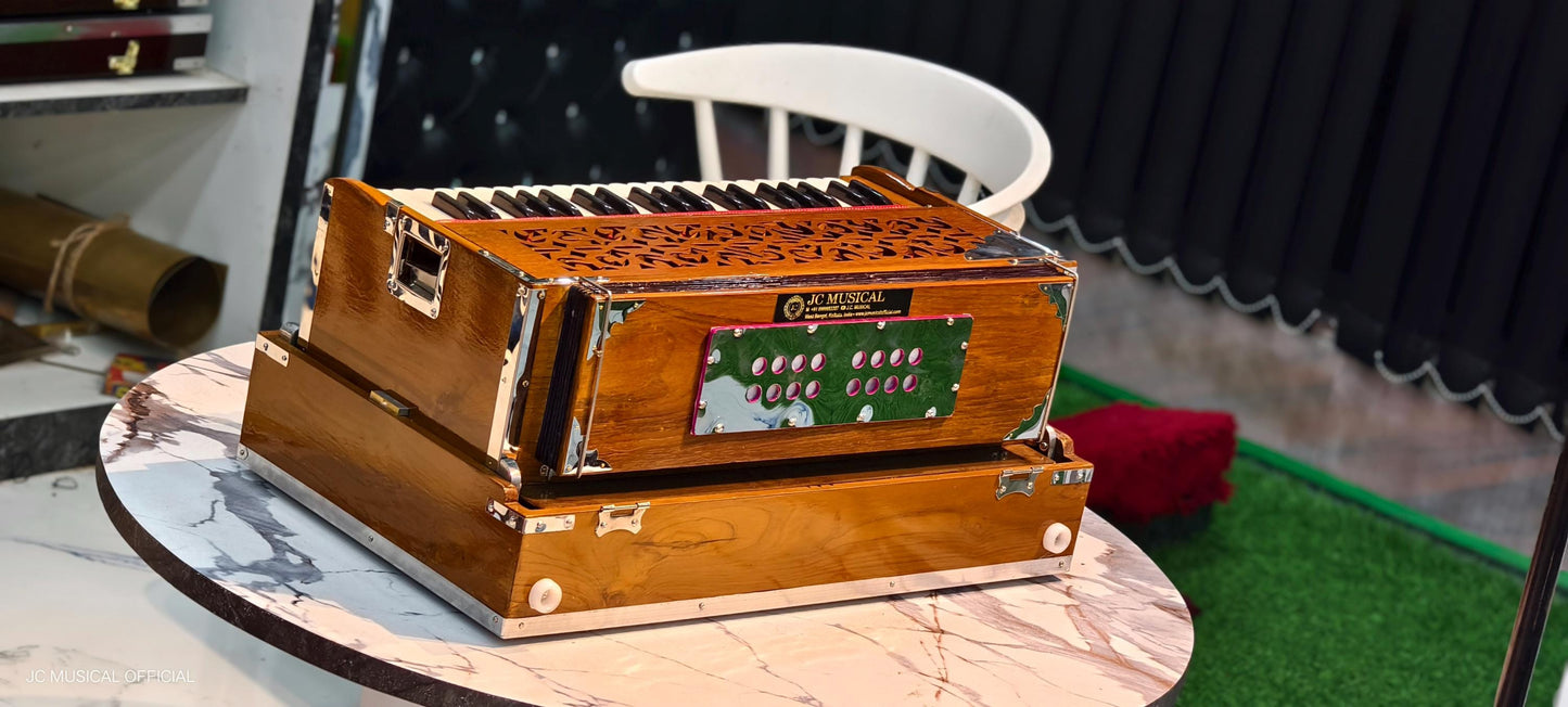 2LINE PROFESSIONAL HARMONIUM Folding type natural wooden glossy finish