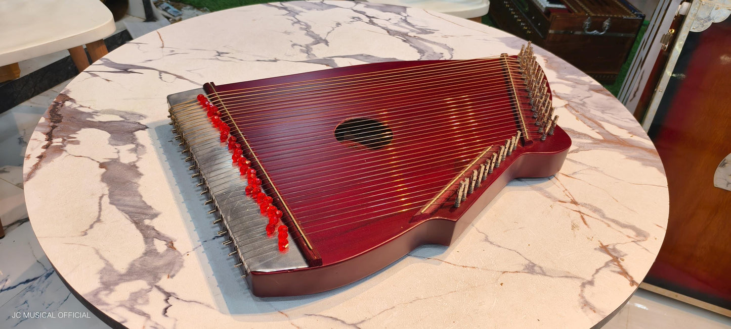 Mahogany Swarmandal: 36-String Indian Harp with Hardcase