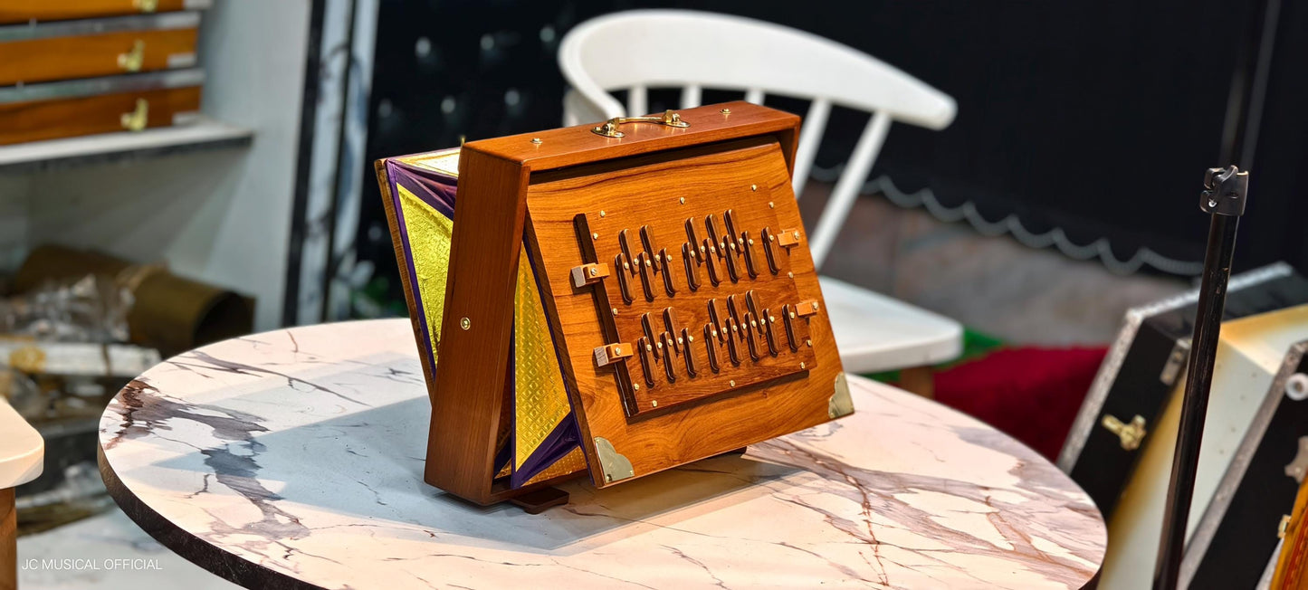 2-Line Shruti Box: Premium Sagwan Teakwood, 26 Reeds