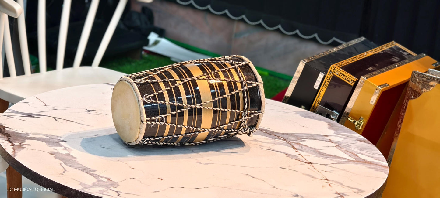 Mini Black Dholak: Indian Rope and Ring Tuned Drum for Beginners(not professional)