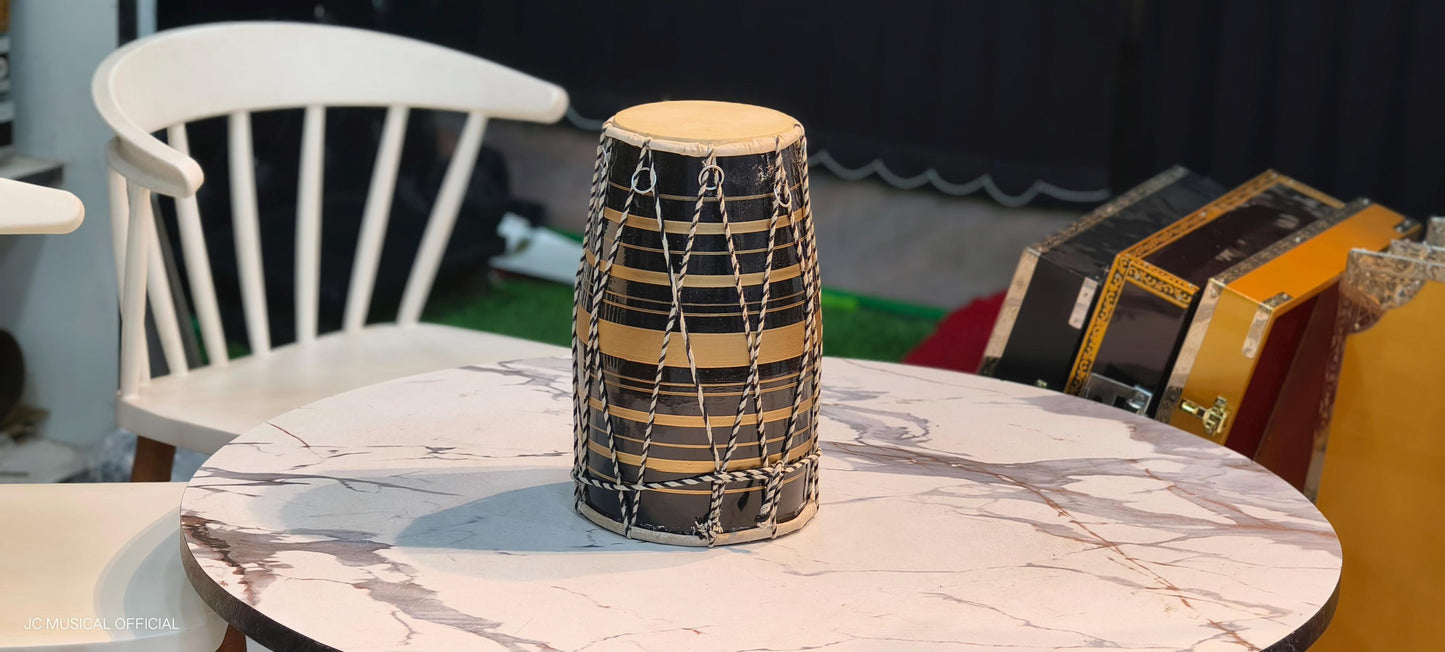 Mini Black Dholak: Indian Rope and Ring Tuned Drum for Beginners(not professional)